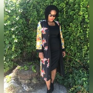 Floral Black Women's Cardigan